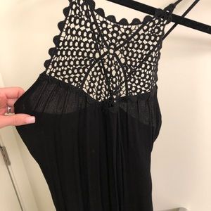 Long black crochet dress